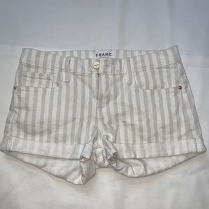 stripped denim shorts